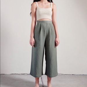 Wide legged culottes in sage